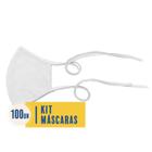 Kit 100 Mascaras de Protecao Reutilizavel 100% Algodao Branc - LAVAVEL