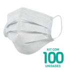 Kit 100 Máscaras Descartáveis Adulto Tripla Camada Cor Branco