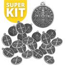 Kit 100 Medalha De São Bento Prata 2,6cm Atacado Revenda