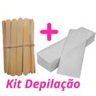 Kit 100 Palito Depilação + Papel Depilatório Falso Tnt 100