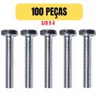 Kit 100 parafuso sextavado rosca inteira 3/8 x 4 - ELETRO