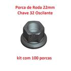 Kit 100 Porcas do Parafuso de Roda 22mm Chave 32 Oscilante Alta