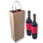 Kit 100 Sacolas Kraft para Garrafas 14x39x9 - Resistentes para 1 ou 2 Garrafas de Vinho ou Bebidas