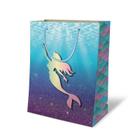 Kit 100 Sacolas Papel Sereia 25X17X6Cm Bolsa Festa Infantil