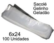 Kit 100 Saquinhos/Sacos plásticos resistentes 6x24 para Geladão/Gelinho/Sacolé