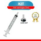 Kit 100 Seringas Bico Luer Slip Sem Agulha 3ml / 5ml / 10ml