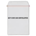 Kit 100un Protetor Porta Documento Plástico Com Aba Abre e Fecha Tamanho Médio Metade A4 15x21cm ACP