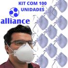 Kit 100un Respirador Descartável PFF2 Branco Sem Válvula - ANVISA CA46.662 - Máscara da Alliance