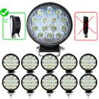 Kit 10x Farol De Milha 14 Led 42w 12v/24v Redondo Off-road Trilha Moto Caminhão Carro Trator Suv Onibus Universal 6000k