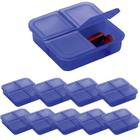 Kit 10x Porta Comprimidos com 4 Divisórias TopGet Azul