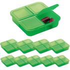 Kit 10x Porta Comprimidos com 4 Divisórias TopGet Verde