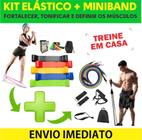 Kit 11 Extensor Elástico Treino Em Casa + Kit 5 Mini Band