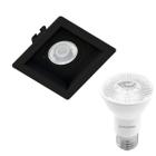 Kit 11 Spot Embutir Par20 Quadrado Recuado Preto + Lâmpada Led 4,8w 4000k