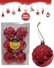 Kit 12 Bola De Natal Decorada 6cm Arvore Natalina Red Luxo