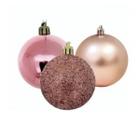 Kit 12 Bolas Natal Rose 8cm Pendente Para Árvore Enfeite Natalino Decoração