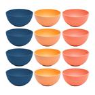 Kit 12 Bowl de Bambu PP Tigela Cores Sortidas Stripes Sopa Salada Sobremesas 12cm Lyor