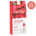 Kit 12 Caixas Folhas Prontas Cera Depilatória Depilação Facial Depilflax Morango