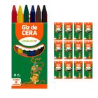 Kit 12 Caixas Giz de Cera C/ 6 Cores 30g Lembrancinha de Festa Escolar Pct/12 Und