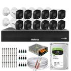 Kit 12 Cameras 1220 Full Color Intelbras Dvr Mhdx 16 Ch Color Noite C/HD 1TB