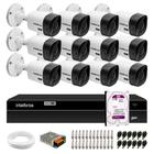 Kit 12 Câmeras Bullet VHC 1120 B HDCVI HD 720p IP66 Visão Noturna 20M Intelbras + DVR MHDX 1316 com 16 Canais Multi HD Intelbras + HD 2TB Purple