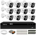 Kit 12 Câmeras Intelbras VHD 1130 B HD 720p com Lente 2.8mm Visão Noturna 30m Resistente à Chuva IP67 + DVR Intelbras MHDX 1316 16 Canais Multi HD