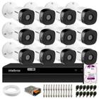 Kit 12 Câmeras Intelbras VHD 1230 B Full HD 1080p Bullet Visão Noturna de 30 metros IP67 + DVR Intelbras MHDX 1216 Full HD 16 Canais Multi HD + HD 2TB