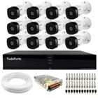 Kit 12 Câmeras Intelbras VHL 1120 B HDCVI Lite HD 720p Lente 3.6mm Visão Noturna 20m IP66 + Dvr Tudo Forte TFHDX 3316 Full HD 16 Canais Com App Xmeye