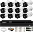 Kit 12 Câmeras Intelbras VHL 1120 Bullet HD 720p Visão Noturna 20m IP66 DVR Intelbras MHDX 1216 16 Canais - CN e Rotativos