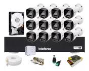 Kit 12 Cameras Segurança Intelbras 1120b Full Color, Dvr 1016c 16ch Com Hd 3 Tera