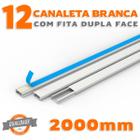 Kit 12 Canaletas PVC Branco com Fita Dupla Face de 2 Metro
