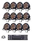 Kit 12 Canhao 12 Leds 18w Rgbwa Strobo + Mesa Dmx C/cabos 5m - SANY