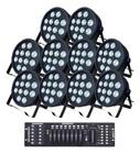 Kit 12 Canhao Refletor 12 Leds 18w Rgbwa Strobo + Mesa Dmx - SANY