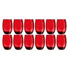 Kit 12 Copos California Redondo Vidro Vermelho Mesa 450ml