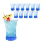 Kit 12 Copos De Vidro Azul 210ml Liso Água Suco Drinks
