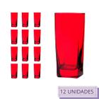 Kit 12 Copos Luxo 320ml Texas Vidro Vermelho Grosso Água