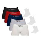 Kit 12 Cuecas Boxer Algodão Sem Costura Zorba + 9 Pares de Meias