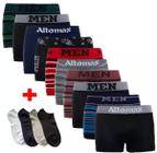 Kit 12 Cuecas Boxer Microfibra Men + 3 Pares de Meia M4