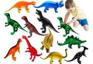 Kit 12 Dinossauro Painel Árvores Brinquedo Borracha Infantil