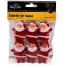 Kit 12 Enfeites de Natal Arvore Pendurar Papai Noel Veludo Vermelho Decorar Xmas - RIO DO OURO