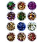 Kit 12 Folhas de Ouro Encapsulamento Unha Multicolor Glitter