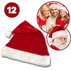 Kit 12 Gorros Papai Noel Veludo Vermelho Natal 40cm Touca Atacado Festas Confraternizações