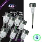 Kit 12 Luminárias Solar LED de Jardim Decoração Super Slim Inox L&D