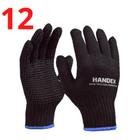 Kit 12 luva hand tricotada pigmentada preto handex c.a 46128