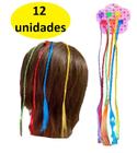 Kit 12 Mechas Coloridas Com Piranha Aplique Cabelo Infantil