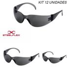 Kit 12 Óculos Escuro e branco De Proteção Stell Flex Oval Segurança Epi Obra