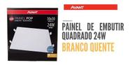 Kit 12 Painel Plafon Led 24w Quadrado Embutir Branco Quente - Avant