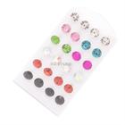 Kit 12 Pares Brinco Trio  Ponto De Luz coloridos masculino feminino 6mm 8mm 10mm Strass Bijuterias