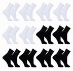 Kit 12 pares de meia 6 preta e 6 branca cano alto veste do 38 ao 44