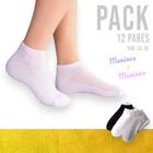 Kit 12 Pares Meia Soquete Infantil Unissex Branca Preta Sortida 30-36 917