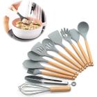 Kit 12 Peças Jogo De Cozinha Utensílios De Silícone Cinza - Aquilae